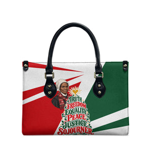 Sojourner Truth Christmas Leather Bag Festive Holiday Graphic With Freedom Equality Peace Text
