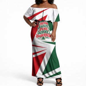 Sojourner Truth Christmas Off Shoulder Maxi Dress Festive Holiday Graphic With Freedom Equality Peace Text