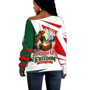 Sojourner Truth Christmas Off Shoulder Sweater Festive Holiday Graphic With Freedom Equality Peace Text