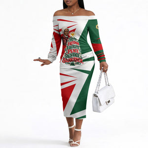 Sojourner Truth Christmas Off The Shoulder Long Sleeve Dress Festive Holiday Graphic With Freedom Equality Peace Text