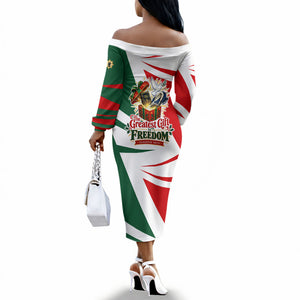 Sojourner Truth Christmas Off The Shoulder Long Sleeve Dress Festive Holiday Graphic With Freedom Equality Peace Text