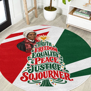 Sojourner Truth Christmas Round Carpet Festive Holiday Graphic With Freedom Equality Peace Text
