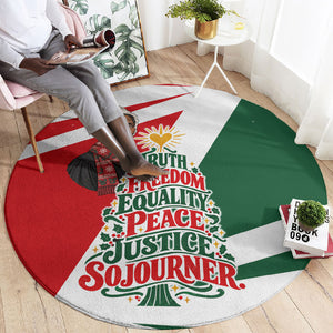 Sojourner Truth Christmas Round Carpet Festive Holiday Graphic With Freedom Equality Peace Text
