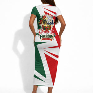 Sojourner Truth Christmas Short Sleeve Bodycon Dress Festive Holiday Graphic With Freedom Equality Peace Text