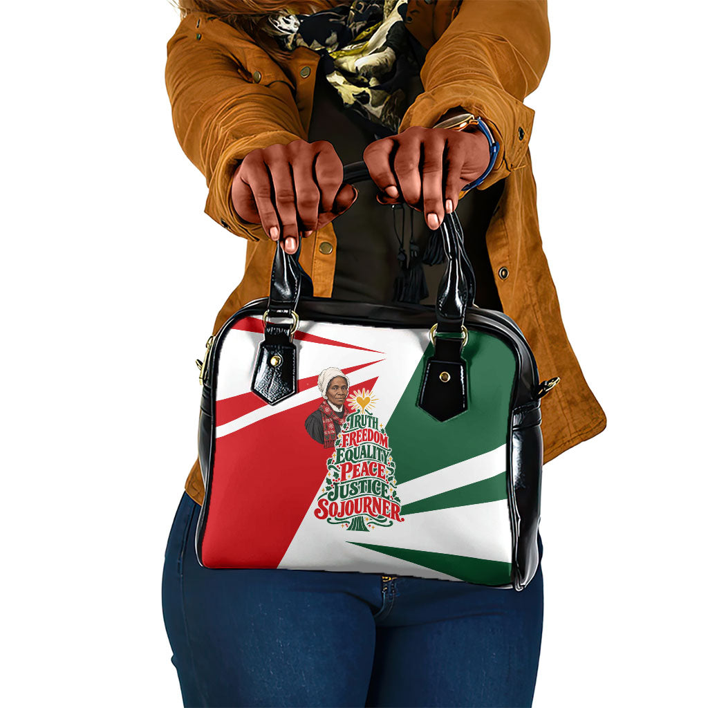 Sojourner Truth Christmas Shoulder Handbag Festive Holiday Graphic With Freedom Equality Peace Text