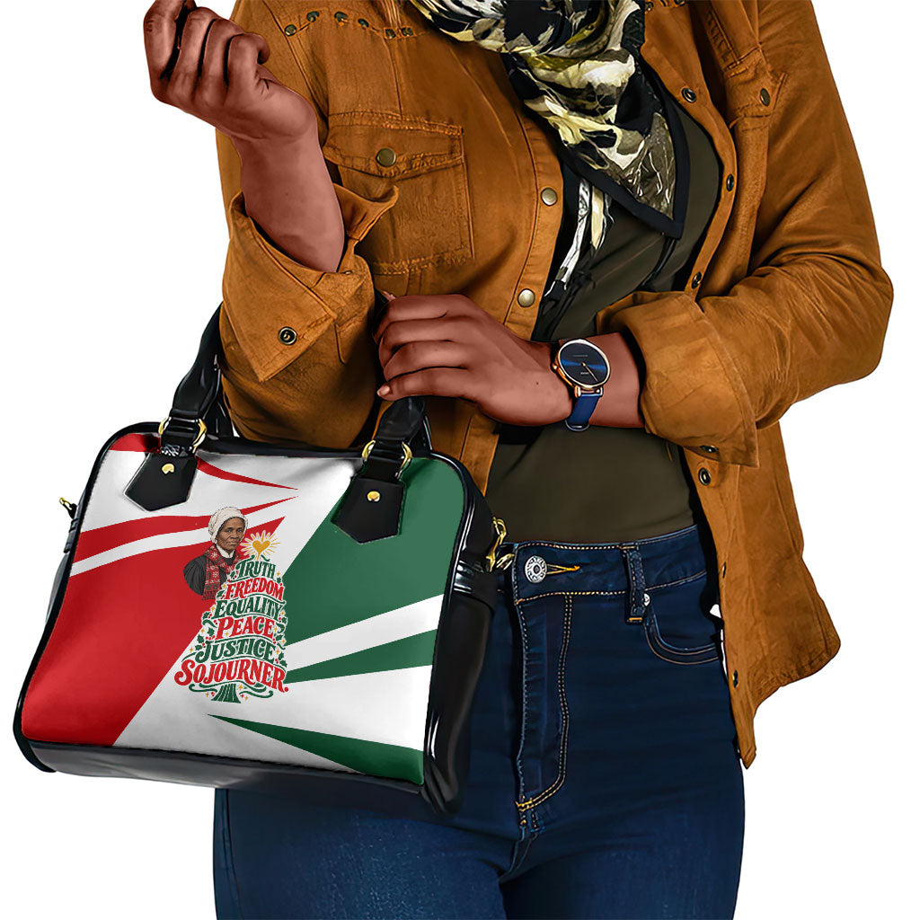 Sojourner Truth Christmas Shoulder Handbag Festive Holiday Graphic With Freedom Equality Peace Text