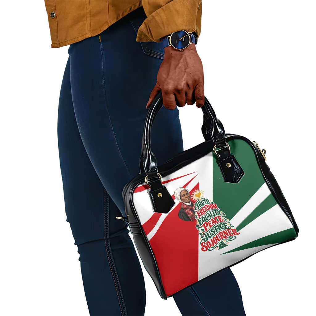 Sojourner Truth Christmas Shoulder Handbag Festive Holiday Graphic With Freedom Equality Peace Text