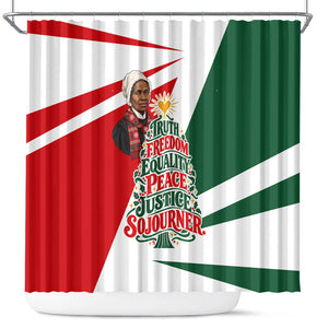 Sojourner Truth Christmas Shower Curtain Festive Holiday Graphic With Freedom Equality Peace Text