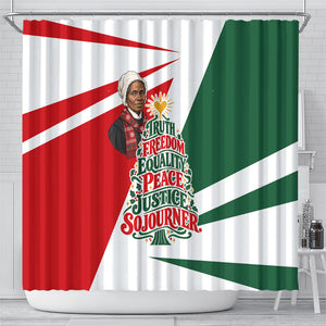 Sojourner Truth Christmas Shower Curtain Festive Holiday Graphic With Freedom Equality Peace Text