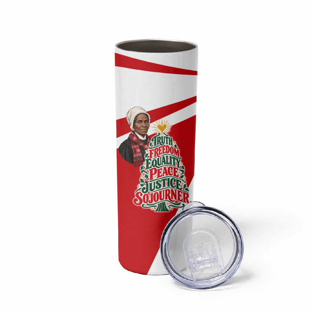 Sojourner Truth Christmas Skinny Tumbler Festive Holiday Graphic With Freedom Equality Peace Text