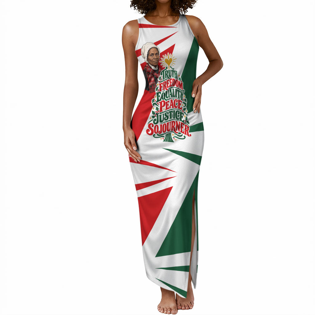 Sojourner Truth Christmas Tank Maxi Dress Festive Holiday Graphic With Freedom Equality Peace Text