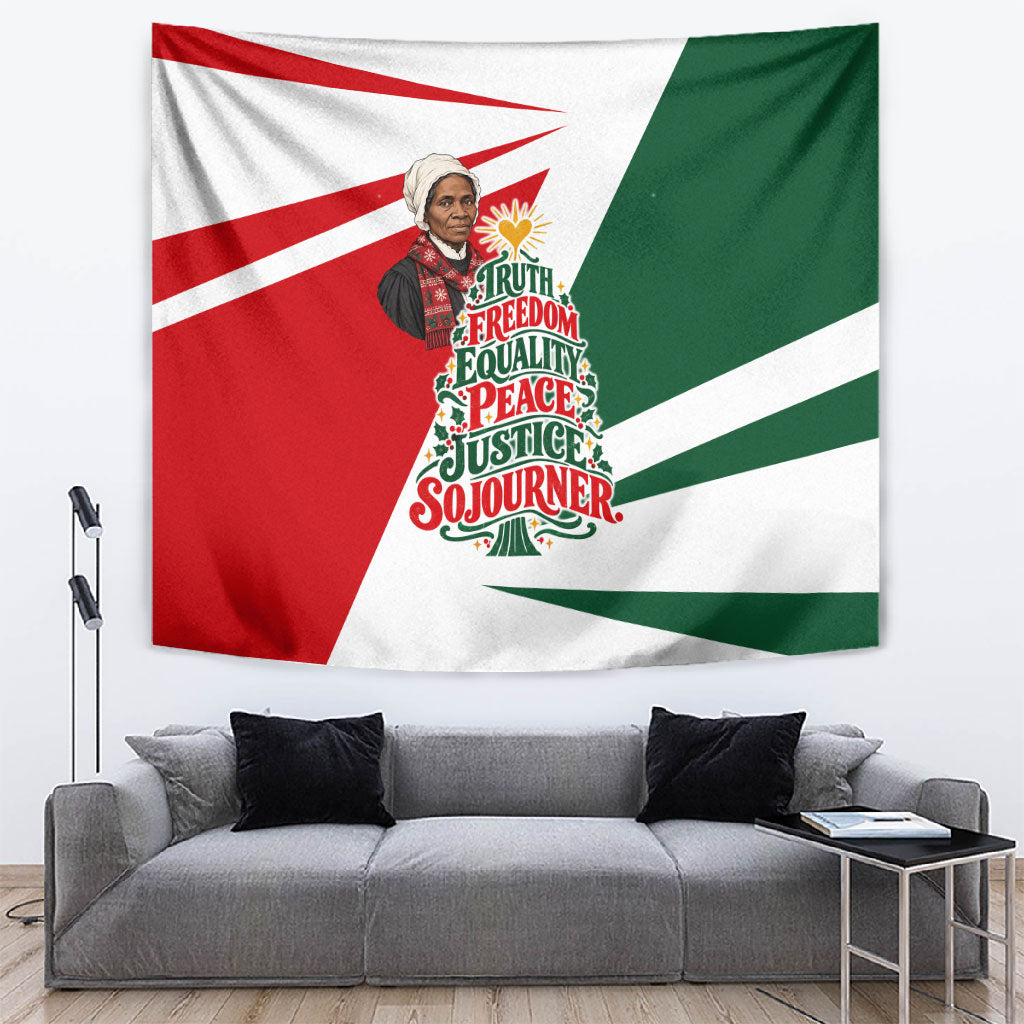 Sojourner Truth Christmas Tapestry Festive Holiday Graphic With Freedom Equality Peace Text