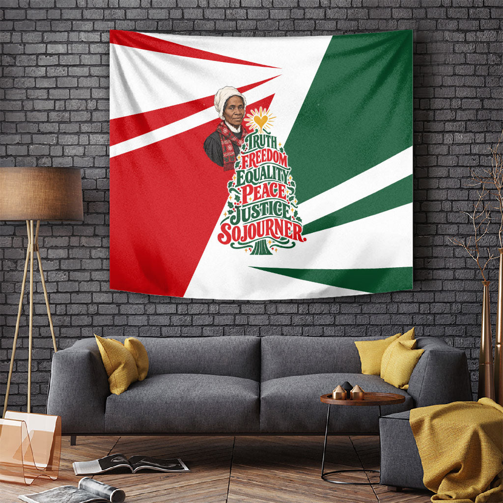 Sojourner Truth Christmas Tapestry Festive Holiday Graphic With Freedom Equality Peace Text