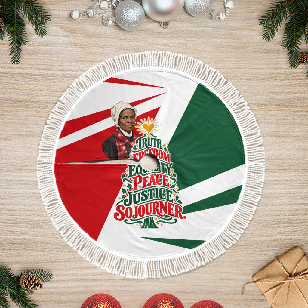 Sojourner Truth Christmas Tree Skirt Festive Holiday Graphic With Freedom Equality Peace Text