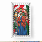 Sojourner Truth Christmas Baby Bed Cover Festive Holiday Wreath Graphic With Winter Town Art