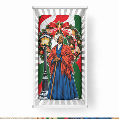 Sojourner Truth Christmas Baby Bed Cover Festive Holiday Wreath Graphic With Winter Town Art