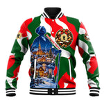 Sojourner Truth Christmas Baseball Jacket Festive Holiday Wreath Graphic With Winter Town Art