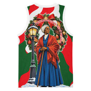 Sojourner Truth Christmas Basketball Jersey Festive Holiday Wreath Graphic With Winter Town Art