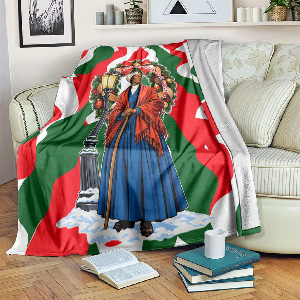 Sojourner Truth Christmas Blanket Festive Holiday Wreath Graphic With Winter Town Art