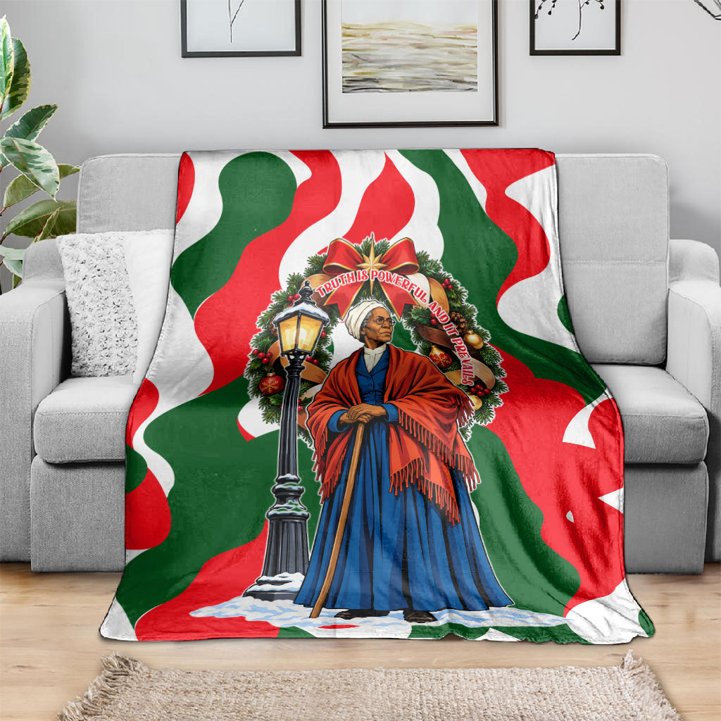 Sojourner Truth Christmas Blanket Festive Holiday Wreath Graphic With Winter Town Art