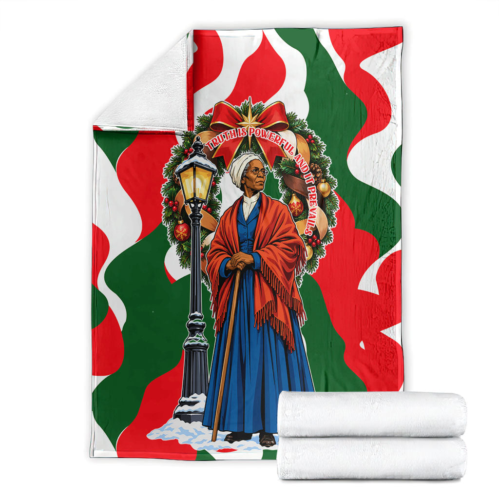 Sojourner Truth Christmas Blanket Festive Holiday Wreath Graphic With Winter Town Art