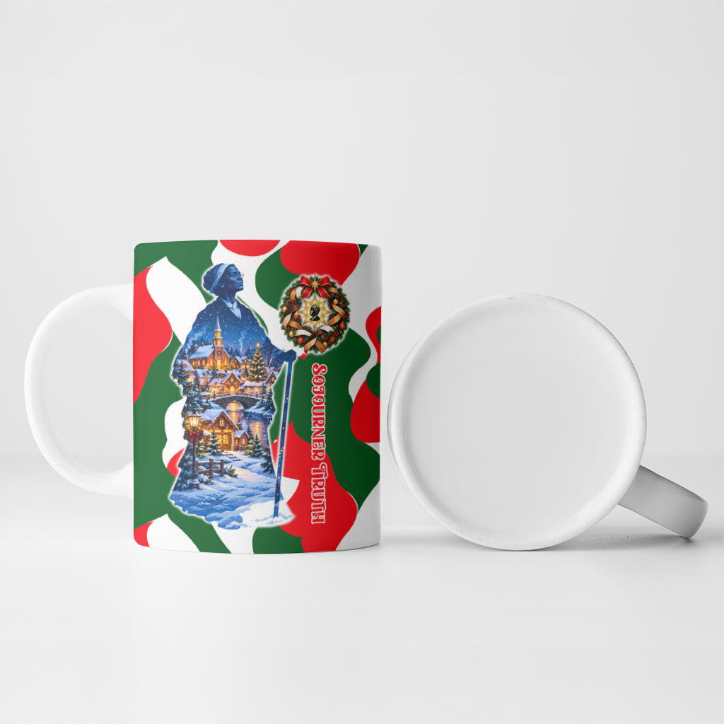Sojourner Truth Christmas Ceramic Mug Festive Holiday Wreath Graphic With Winter Town Art
