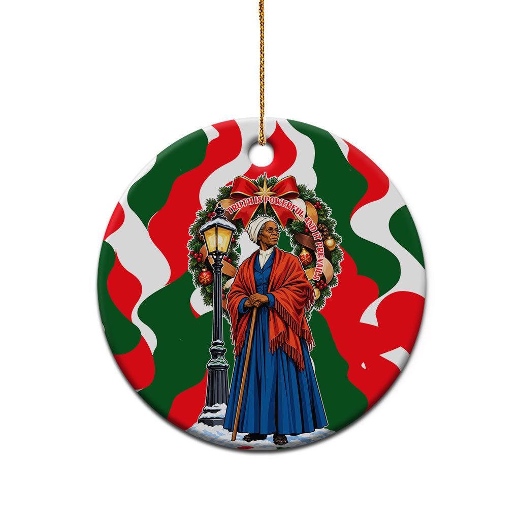 Sojourner Truth Christmas Ceramic Ornament Festive Holiday Wreath Graphic With Winter Town Art