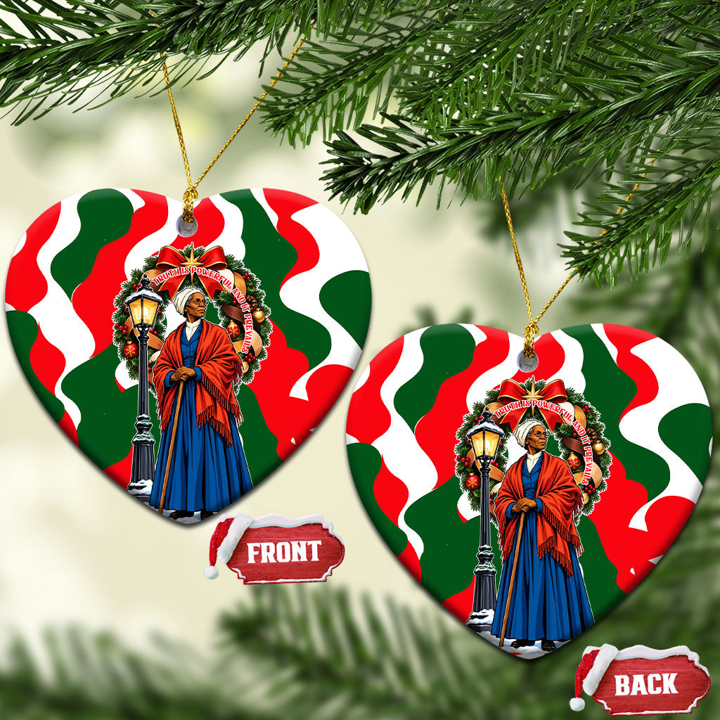 Sojourner Truth Christmas Ceramic Ornament Festive Holiday Wreath Graphic With Winter Town Art