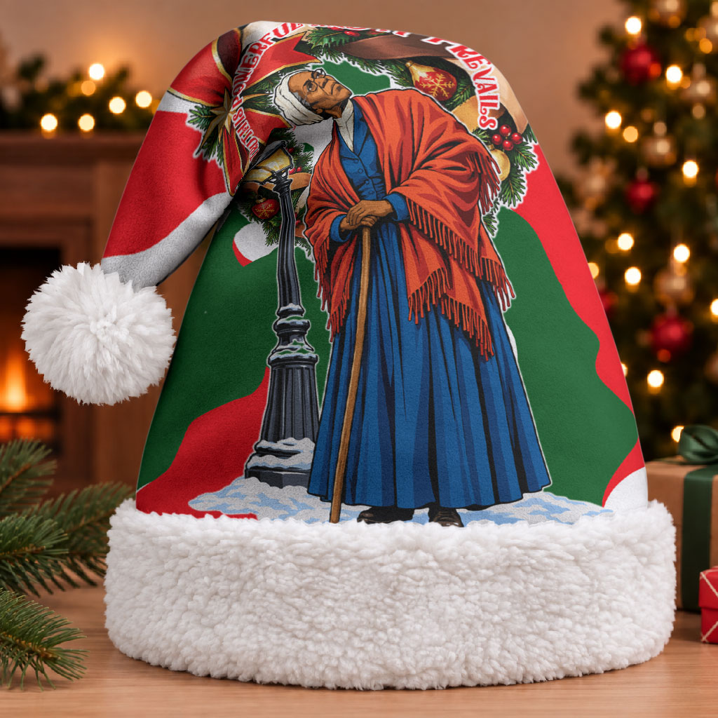 Sojourner Truth Christmas Santa Hat Festive Holiday Wreath Graphic With Winter Town Art
