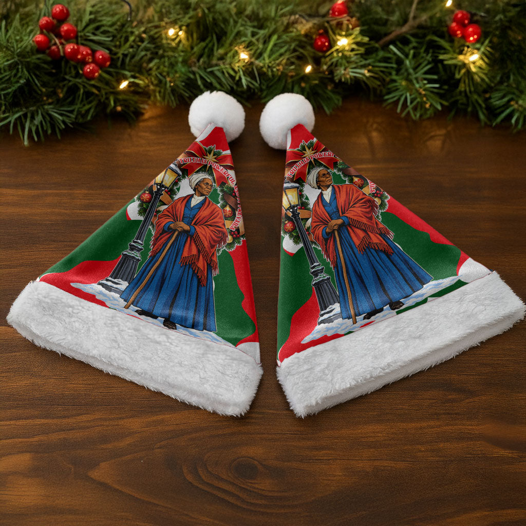 Sojourner Truth Christmas Santa Hat Festive Holiday Wreath Graphic With Winter Town Art