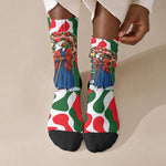 Sojourner Truth Christmas Crew Socks Festive Holiday Wreath Graphic With Winter Town Art