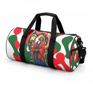 Sojourner Truth Christmas Duffle Bag Festive Holiday Wreath Graphic With Winter Town Art
