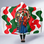 Sojourner Truth Christmas Hooded Blanket Festive Holiday Wreath Graphic With Winter Town Art