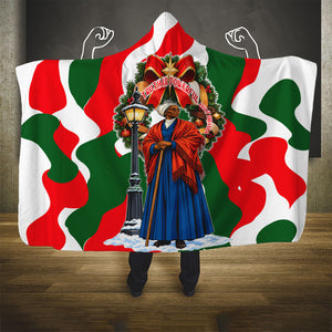 Sojourner Truth Christmas Hooded Blanket Festive Holiday Wreath Graphic With Winter Town Art