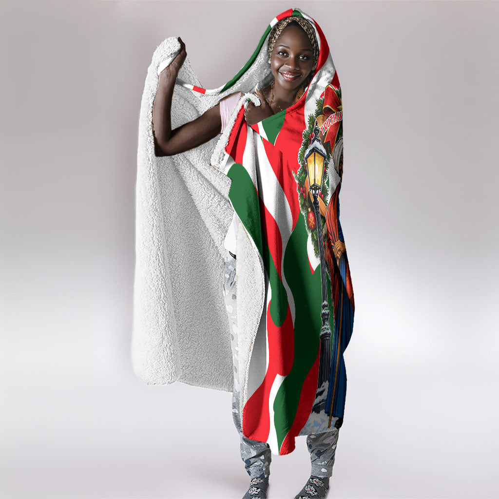 Sojourner Truth Christmas Hooded Blanket Festive Holiday Wreath Graphic With Winter Town Art