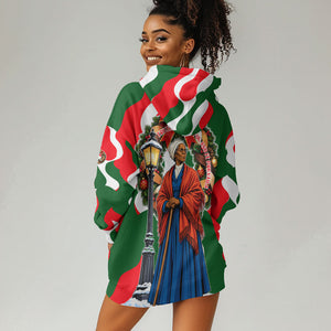 Sojourner Truth Christmas Hoodie Dress Festive Holiday Wreath Graphic With Winter Town Art