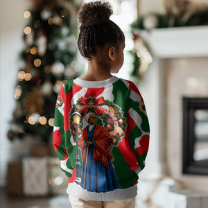 Sojourner Truth Christmas Kid Ugly Christmas Sweater Festive Holiday Wreath Graphic With Winter Town Art