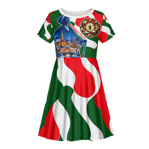 Sojourner Truth Christmas Kid Short Sleeve Dress Festive Holiday Wreath Graphic With Winter Town Art