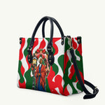 Sojourner Truth Christmas Leather Bag Festive Holiday Wreath Graphic With Winter Town Art