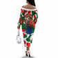 Sojourner Truth Christmas Off The Shoulder Long Sleeve Dress Festive Holiday Wreath Graphic With Winter Town Art