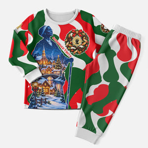 Sojourner Truth Christmas Pajama Set Festive Holiday Wreath Graphic With Winter Town Art