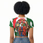 Sojourner Truth Christmas Raglan Cropped T shirt Festive Holiday Wreath Graphic With Winter Town Art