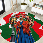 Sojourner Truth Christmas Round Carpet Festive Holiday Wreath Graphic With Winter Town Art