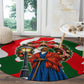 Sojourner Truth Christmas Round Carpet Festive Holiday Wreath Graphic With Winter Town Art