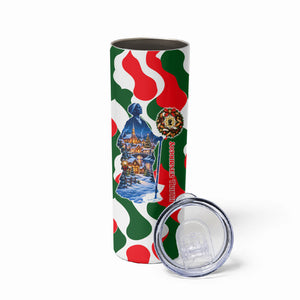 Sojourner Truth Christmas Skinny Tumbler Festive Holiday Wreath Graphic With Winter Town Art