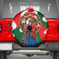 Sojourner Truth Christmas Spare Tire Cover Festive Holiday Wreath Graphic With Winter Town Art