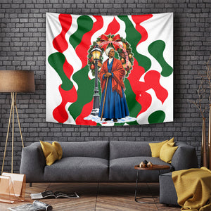 Sojourner Truth Christmas Tapestry Festive Holiday Wreath Graphic With Winter Town Art
