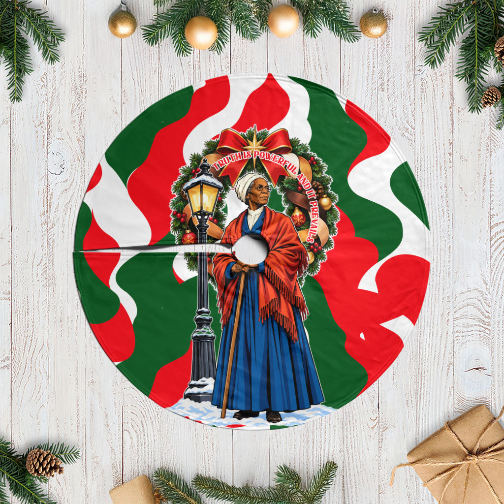 Sojourner Truth Christmas Tree Skirt Festive Holiday Wreath Graphic With Winter Town Art