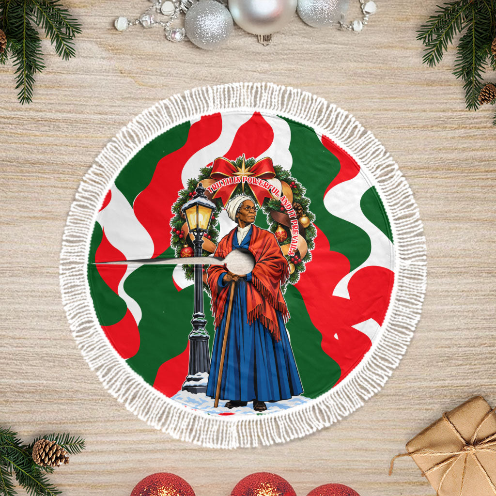 Sojourner Truth Christmas Tree Skirt Festive Holiday Wreath Graphic With Winter Town Art