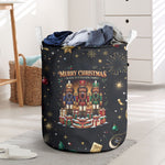 Black Nutcracker Family Christmas Laundry Basket African American Noel Wrapped In Drip